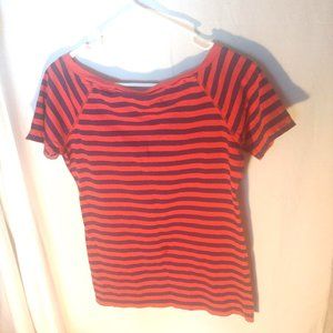 Retro Striped Off-The-Shoulder T-Shirt by DC.